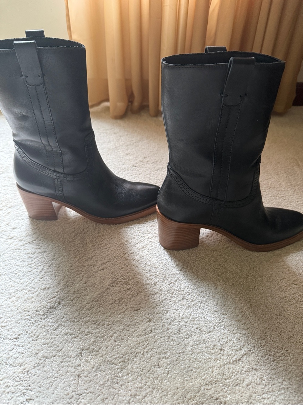Dolce Vita Black Leather Heeled Western Boots - Picture 5 of 5